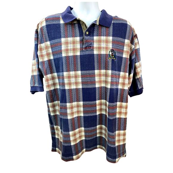 VINTAGE RARE DISNEY STORE POLO SHIRT MENS SIZE XL PLAID MICKEY MOUSE POLO - Picture 1 of 9